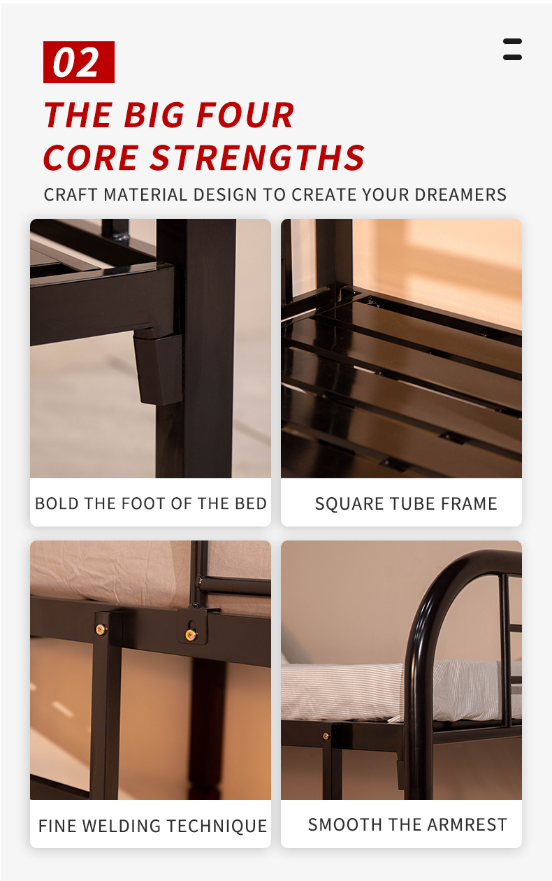 Factory Wholesale Modern Home Furniture Military Metal Double Bunk Bed for Adults