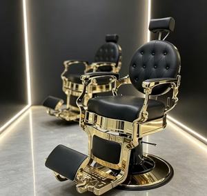 Fauteuil de Barbier Professionnel Haut de Gamme 2026 en Cuir Noir avec Pompe Hydraulique Robuste, Rétro, Portable et Inclinable pour Salon de Coiffure - Product Image 1