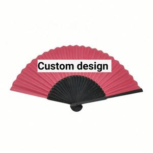 Abanico Plegable de Bambú Natural de 21 cm Personalizable con Diseño de Flores Pintadas, Regalo Empresarial, Artesanía de Bambú - Product Image 3