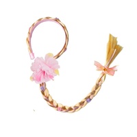 Serre-tête de princesse pour fille, fait main, motif dessin animé, avec perruque tressée en polyester, idéal pour les fêtes d'enfants