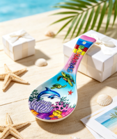 Maßgefertigter Tropischer Druck Keramik-Souvenir-Löffel Bahamas Lanzarote Meerestier-Mosaik Dekorativer Reise-Sammlerstück-Geschenklöffel