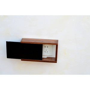 Black Walnut Solid Wood <b>Socket</b> Cover Box <b>Wall</b> Mounted Dustproof <b>Plug</b> Concealer Storage Rectangle Shape - Product Image 3