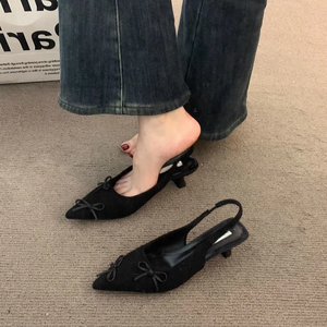 Factory Wholesale New Summer Apricot High Heels Baotou Sandals Fairy <b>Pointed</b> Thin Heel Single Shoes Women - Product Image 3