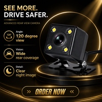 Caméra de recul carrée CCD pour voiture, 8 LED, vision nocturne 120 degrés, aide au stationnement