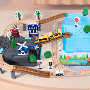 Ensemble de rails de train électrique en bois - Jouet éducatif de <span class=keywords><strong>puzzle</strong></span> pour enfants de 3 à 12 ans, unisexe, interaction parent-enfant, train en bois - Product Image 3
