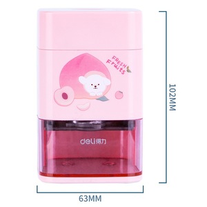 Deli Pencil Sharpener Manual Hand Crank Kids Plastic Pink Green 99x63x102mm - Product Image 4