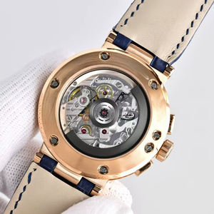 Reloj de Lujo para Hombre de Alta Calidad, Gran Venta, Cronógrafo Automático, Cristal de Zafiro, Caja de Oro Rosa, Esfera Azul Ondulada, Resistente al Agua, Luminoso - Product Image 4