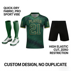 Nouveau maillot d'entraînement de football pour hommes, service OEM, nom personnalisé, haute qualité, 100% polyester, bleu/noir, séchage rapide, col rond, manches courtes - Product Image 2