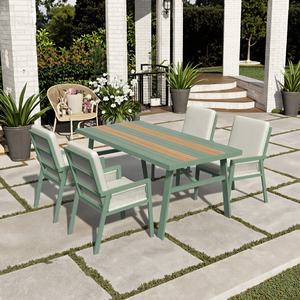 AJUNION高級北欧ガーデンレストラン家具アルミ熱転送ダイニングテーブルポリラタンアームレスト屋外ダイニングセット - Product Image 3