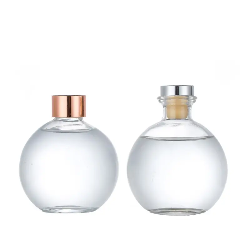 Leere runde durchsichtige bernsteinfrost-Glas-Reibe neue Aroma-Diffusor-Flasche Hersteller individuell mit Kappen
