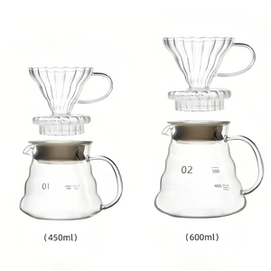 Jarra de café de vidrio borosilicato premium al por mayor, tetera profesional para verter, con asa resistente al calor para cafeterías y marca privada - Product Image 2