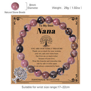 Il braccialetto di perline in pietra rosa zebra rosa di nuovo Design è abbinato a un accessorio albero della vita per ornamenti di gioielli alla moda - Product Image 3