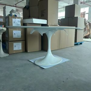 Tavolo da pranzo ovale in stile crema francese 12 posti in alluminio in fibra di vetro tulipano 72 ''tromba in ceramica tavolo da pranzo fabbrica - Product Image 3