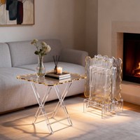 Table d'appoint en acrylique dorée arabe, pliable et portable, idéale pour la maison, le salon, le restaurant, les dîners en extérieur et les mariages – Vente directe usine