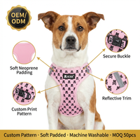 Ensemble personnalisé de harnais, collier et laisse pour animaux de compagnie à carreaux, 6 pièces, service de logo OEM ODM pour chiens et chats, vente en gros