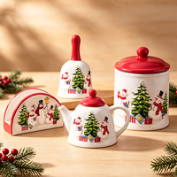 Nordisches Weihnachtstier-Prägedesign Einweg-Porzellan-Geschirrset, Gesundes Schüssel-Tassen-Teller-Set, Mikrowellengeeignet