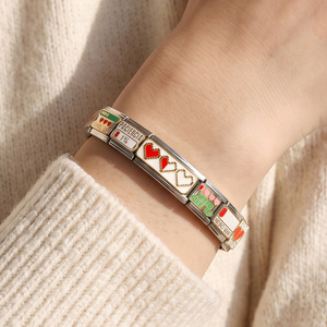 Charms Modulari Italiani a Cuore in Oro e Argento, Charms Vuoti Lisci a Forma di Ala da 9mm per Bracciale <span class=keywords><strong>Nomination</strong></span> - Vendita all'Ingrosso - Product Image 4