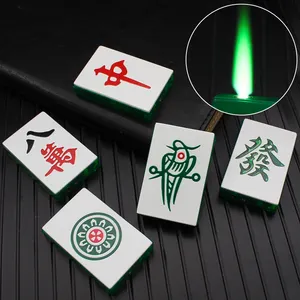 GH198 Same LED Colored Light Flashing Mahjong Lighter Plastic Windproof Red Flame Inflatable Cigarette Lighter Batch