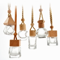 Vente en gros de flacons diffuseurs de parfum pour voiture en verre transparent, carrés et ronds, vides, à suspendre
