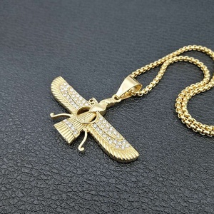 18K Or Cristal Incrusté Moyen-Orient Perse Zoroastrism <span class=keywords><strong>Zoroastrisme</strong></span> Amulette Collier Bijoux - Product Image 3
