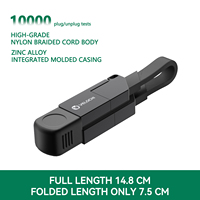 Cable de Datos VELOCHI 6 en 1 con Carcasa de Aleación de Zinc, Carga Rápida de 60w, Sincronización de Datos de 480mbps, Portátil, Cable de Carga USB