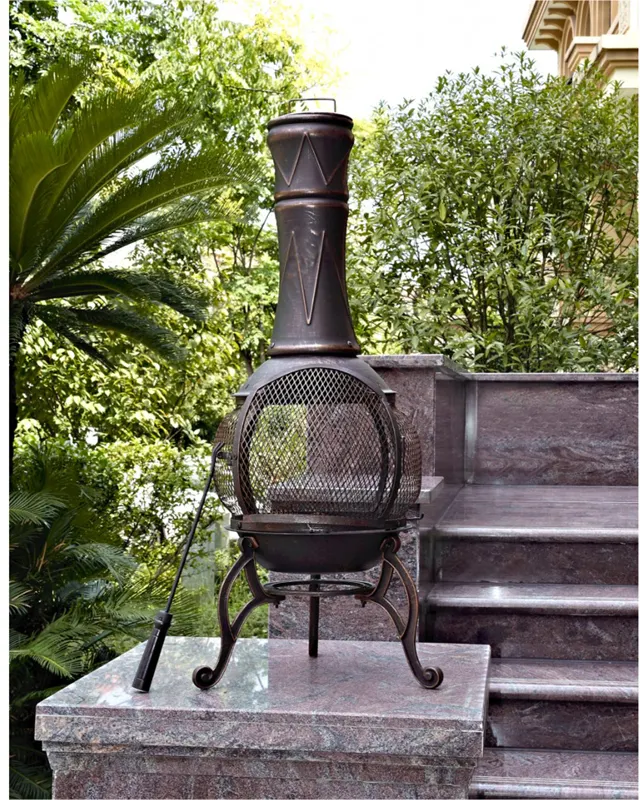 Cheminée d'intérieur en céramique noire mexicaine Chiminea Outdoor Fire Pit Garden Clay avec cheminée