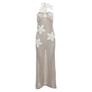 Nuevo Vestido Elegante de Punto sin Mangas con Cuello Halter y Cintura Alta para Mujer - Product Image 4