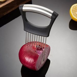 Stainless Steel Onion Needle Slicer Household <b>Vegetable</b> <b>Cutter</b> for Slicing Onions & Tomatoes Assisting - Product Image 2