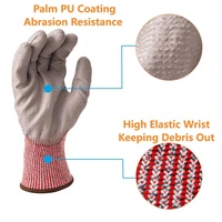 Gants de sécurité anti-coupure haute résistance HPPE SNELL avec revêtement PU, plus de 30 000 cycles d'abrasion, haute dextérité, pour la construction
