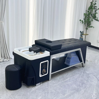 Chaise de massage professionnelle de luxe pour le lavage des cheveux lit à shampooing tête de spa thérapie par l'eau lit à shampooing noir avec vapeur
