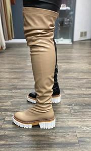 Disponibile inverno nuovo Design personalizzato taglia 43 punta tonda tacco piatto <span class=keywords><strong>stivali</strong></span> nudi scarpe lunghe sopra il ginocchio <span class=keywords><strong>stivali</strong></span> da donna alti - Product Image 5