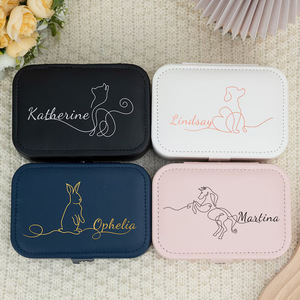 Boîtes à bijoux en PU carrées personnalisées avec fermeture à glissière pour le stockage des bagues de voyage et des cadeaux de demoiselle d'honneur - Product Image 1