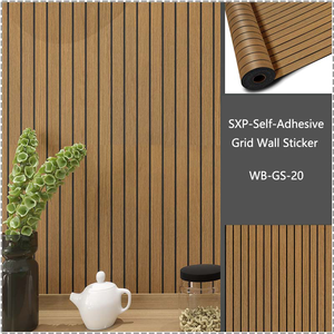 Panneaux muraux en PVC imitation <span class=keywords><strong>bois</strong></span> marron, autocollants, imperméables, insonorisants, pour décoration murale - Product Image 2