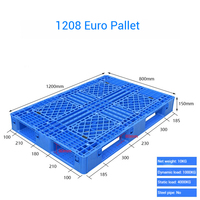Vente en gros OEM personnalisé Heavy Duty HDPE Grande palette Euro simple face 9 coureurs grille empilable avec entrée à 4 voies