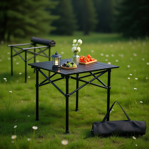 โต๊ะพับกลางแจ้งโครงเหล็กคาร์บอน รับน้ำหนักได้ 100 กก. ขนาดกะทัดรัด พกพาสะดวก ทนทาน สำหรับการตั้งแคมป์ การเดินทาง การใช้งานในลานบ้าน - Product Image 2