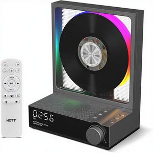 HOTT Lecteur <span class=keywords><strong>CD</strong></span> portable rétro pour 5.3, haut-parleur HiFi, batterie rechargeable 4000mAh, télécommande, veilleuse RGB, minuterie de sommeil - Product Image 1