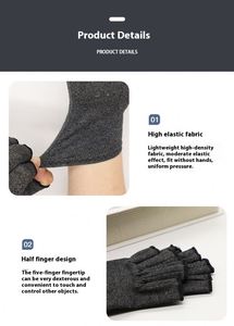 Gants de compression en Spandex unisexes, respirants, à demi-doigts, pour le soulagement de l'arthrite et du syndrome du canal carpien, pour le sport et l'entraînement en salle de sport - Product Image 4