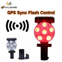 Feu de signalisation solaire 12 LED haute puissance avec synchronisation GPS, base à poignée/aimant pour cône de signalisation et barrière, sécurité routière, ABS