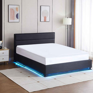 <b>Bed</b> King Queen Size Upholstered Bunk <b>Bed</b> Frame Bedroom Furniture Set With <b>Storage</b> LED Lights - Product Image 3