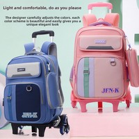 Sacs à dos scolaires à roulettes en nylon, nouveau style, pour l'école primaire (1re à 6e année) ; Sacs à dos pour garçons et filles, vente en gros transfrontalière