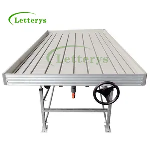Commercial greenhouse 4x4 ebb flow flood tray hydroponic systems ABS seedbed table high quality agriculture rolling bench
