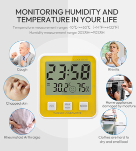 Termoigrometro di Alta Qualità per Interni, <span class=keywords><strong>Camera</strong></span> <span class=keywords><strong>da</strong></span> <span class=keywords><strong>Letto</strong></span>, Casa, con Monitoraggio della Temperatura e Indicazione del Tempo, Disponibile in Rosa/Verde/Blu/Giallo - Product Image 2