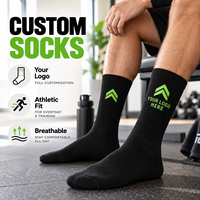 Chaussettes de sport noires personnalisées avec logo flèche verte, personnalisation complète, douces et respirantes pour le quotidien et le sport