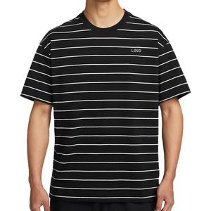 Camiseta Grande a Rayas para Hombre, Manga Corta, Verano, Nueva Tendencia, Bloques de Color, Holgada, de Algodón Puro - Product Image 1