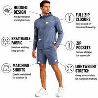 Ensemble short à capuche pour homme, tenue d'entraînement légère, vêtements de sport décontractés, respirants et extensibles pour la course à pied, la salle de sport et les activités de plein air