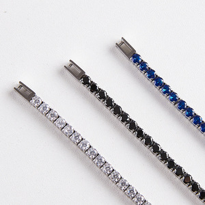 Pulsera de Cadena de Tenis de Acero Inoxidable de 3MM Estilo Europeo Americano con Incrustaciones de Piedras de Colores, Accesorio de Moda Chapado en Oro, Marca HR, Unisex - Product Image 4
