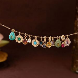 Collar con colgante de 12 piedras de nacimiento de acero inoxidable, cadena suelta básica DIY, con circonita, protección de color oro de 18K, fabricado al vacío en horno - Product Image 4