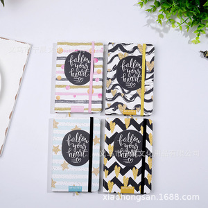 Cuaderno forrado de rejilla de tamaño B5 al por mayor Corazón de estrella dorada hecho en Shanghái PP papelería regalo costura estudiante diario cuaderno chino - Product Image 4