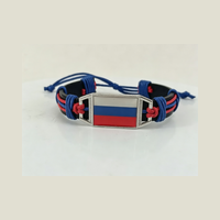 Bracelet personnalisé avec drapeau de la Russie, bracelet tressé à la main réglable pour les rencontres sportives, souvenir et cadeau d'équipe