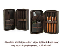 Boîte de rangement pour cigares en cuir Crazy Horse avec fermeture magnétique, capacité de 4 cigares, étui humidor portable pour accessoires de cigares
